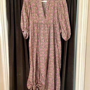 Universal Thread Floral Dress with Pink and Green Pattern